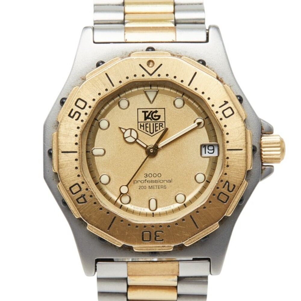 TAG Heuer 3000 Professional Watch 935.413 Quartz Gold Dial Stainless Steel Men's